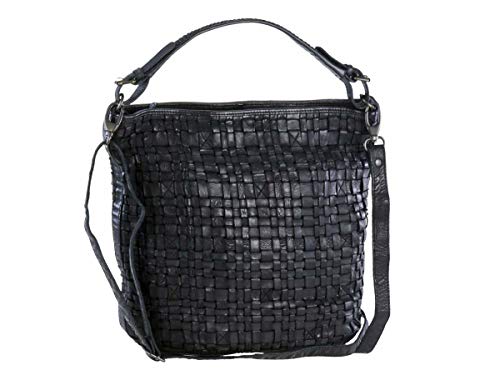 Bear Design Handtasche Damen Tasche Leder Schultertasche Flechtoptik Shopper schwarz für Damen Frauen von BEAR DESIGN