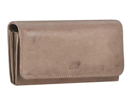 Bear Design Portemonnaie Damen Geldbörse Leder 12 Kartenfächer Geldbeutel 17x9cm Taupe von Bear Design