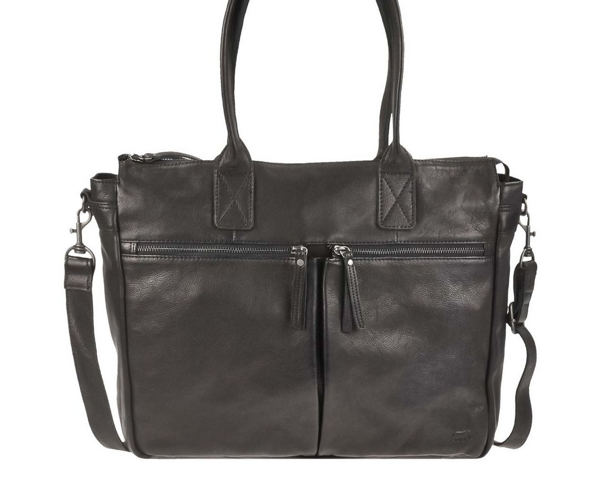 Bear Design Shopper "Binni" Callisto Pelle Leder, große Handtasche, Schultertasche 45x32cm, weich, knautschig schwarz von Bear Design