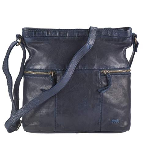 Bear Design Tasche Leder Schultertasche klein 26x25cm blau von Bear Design
