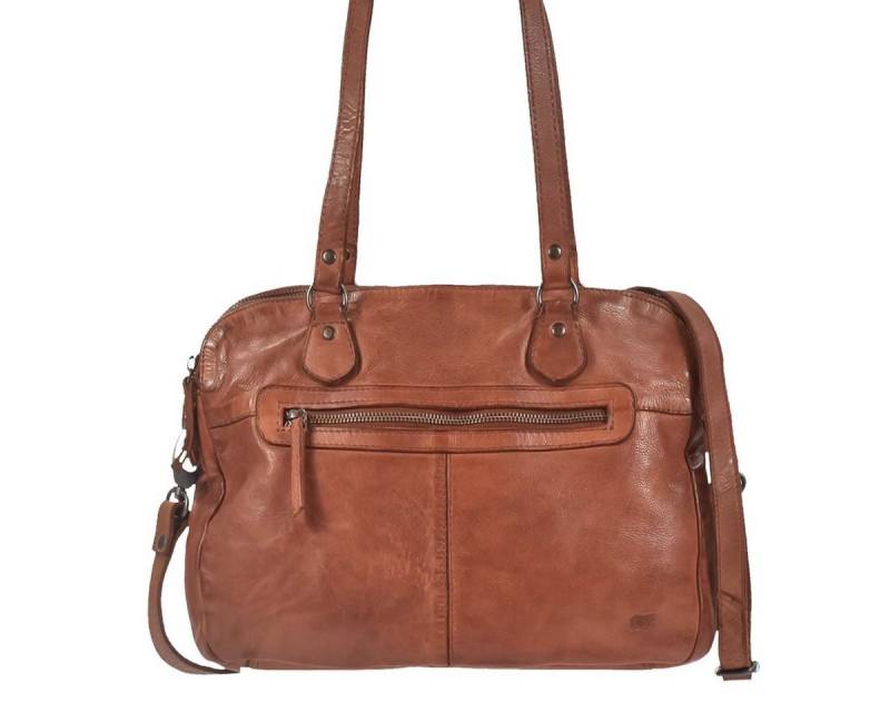 Bear Design Umhängetasche "Lieke" Cow Lavato Leder, Handtasche, 2 getrennte Fächer, Schultertasche 33x25cm, cognac von Bear Design
