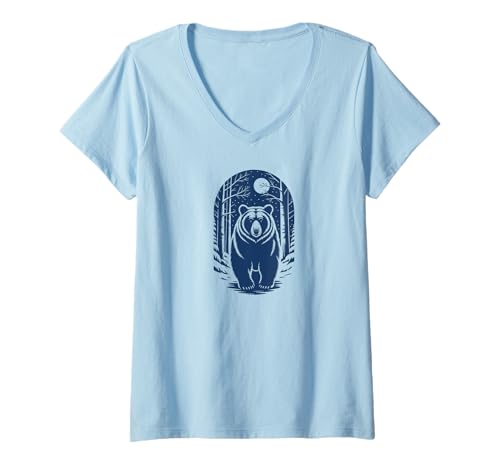 Damen Angry Bear Grizzly Bears Wildlife Mountains Animal T-Shirt mit V-Ausschnitt Damen Angry Bear Grizzly Bears Wildlife Mountains Animal T-Shirt mit V-Ausschnitt von Bear Everywhere