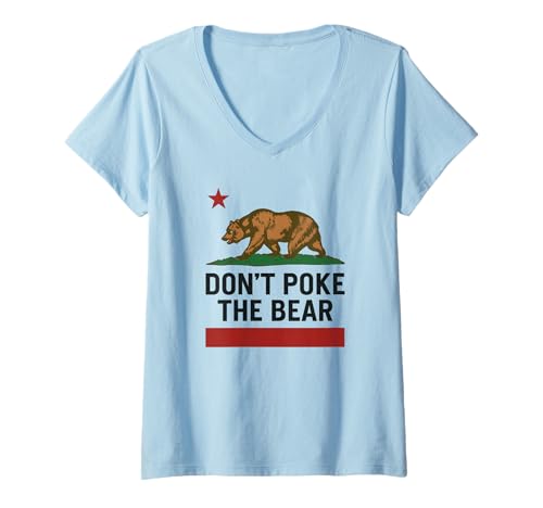 Damen Don't Poke The Bear California Pride T-Shirt mit V-Ausschnitt von Bear Flag Outfitters