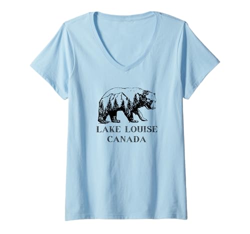 Damen Lake Louise Kanada Bear Forest T-Shirt mit V-Ausschnitt von Bear Forest Lake Louise Canada