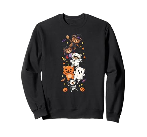 Lustiger Bär, Hexe, Vampir, Geist, Halloween, Kinder, Herren und Damen Sweatshirt von Bear Lovers Halloween Skeleton Mummy Outfits