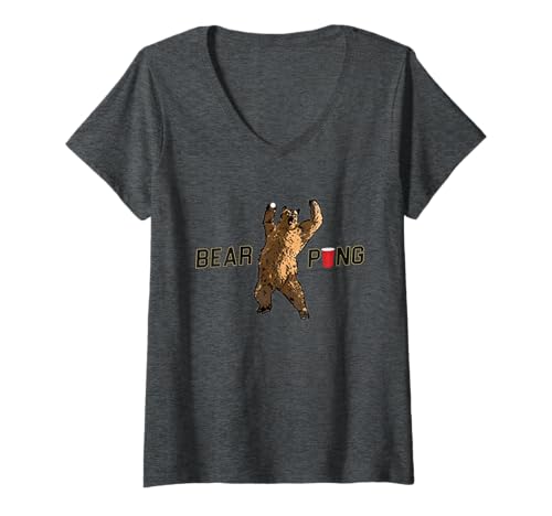 Damen Bear Pong Shirt Grizzly Bear Beer Pong Champion T-Shirt T-Shirt mit V-Ausschnitt Damen Bear Pong Shirt Grizzly Bear Beer Pong Champion T-Shirt T-Shirt mit V-Ausschnitt von Bear Pong Sport Beer Pong T Shirt