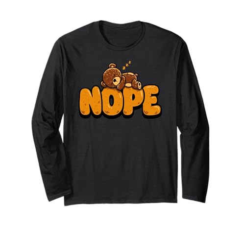 Lustiger Braunbär Nope Lazy Animal Lover Jungen Mädchen Kinder Langarmshirt von BearAxis1