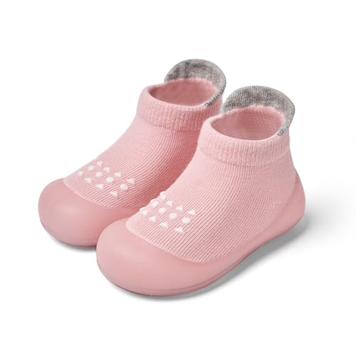 Bearbay Baby Gummisohle Anti-Rutsch Lauf Sockenschuhe, Babyschuhe & Sneakers, Geschenke für Neugeborene Säuglinge Kleinkinder Jungen Mädchen Rosa von Bearbay