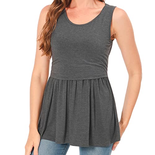 Bearsland Women's Nursing Tank Tops Sleeveless Scoop Neck Soft Breastfeeding Clothes Maternity Shirt, Gray, M von Bearsland