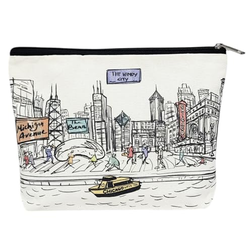 Beary Blu Cities Around the World Kosmetiktaschen-Serie, entworfen in den USA, Reise-Make-up-Tasche mit Reißverschluss, Souvenir-Geschenk für Frauen, niedlicher Stadtkunst-Organizer für Geldbörse oder von Beary Blu