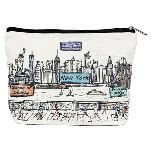 Beary Blu Cities Around the World Kosmetiktaschen-Serie, entworfen in den USA, Reise-Make-up-Tasche mit Reißverschluss, Souvenir-Geschenk für Frauen, niedlicher Stadtkunst-Organizer für Geldbörse oder Beary Blu Cities Around the World Kosmetiktaschen-Serie, entworfen in den USA, Reise-Make-up-Tasche mit Reißverschluss, Souvenir-Geschenk für Frauen, niedlicher Stadtkunst-Organizer für Geldbörse oder von Beary Blu