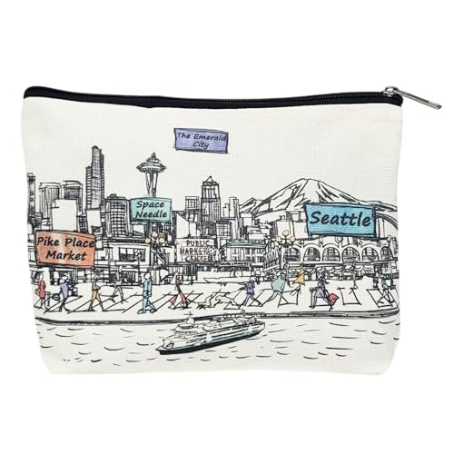 Beary Blu Kosmetiktaschen-Serie "Städte auf der ganzen Welt" – entworfen in den USA, Reise-Make-up-Tasche mit Reißverschluss, Souvenir-Geschenk für Frauen, niedlicher Stadtkunst-Organizer für von Beary Blu