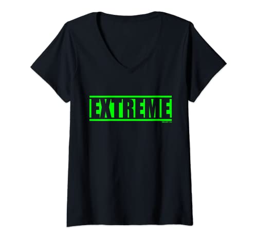 Damen Extreme Grün Gym Fitness Workout Gym Training grüne Schrift T-Shirt mit V-Ausschnitt von BeastON