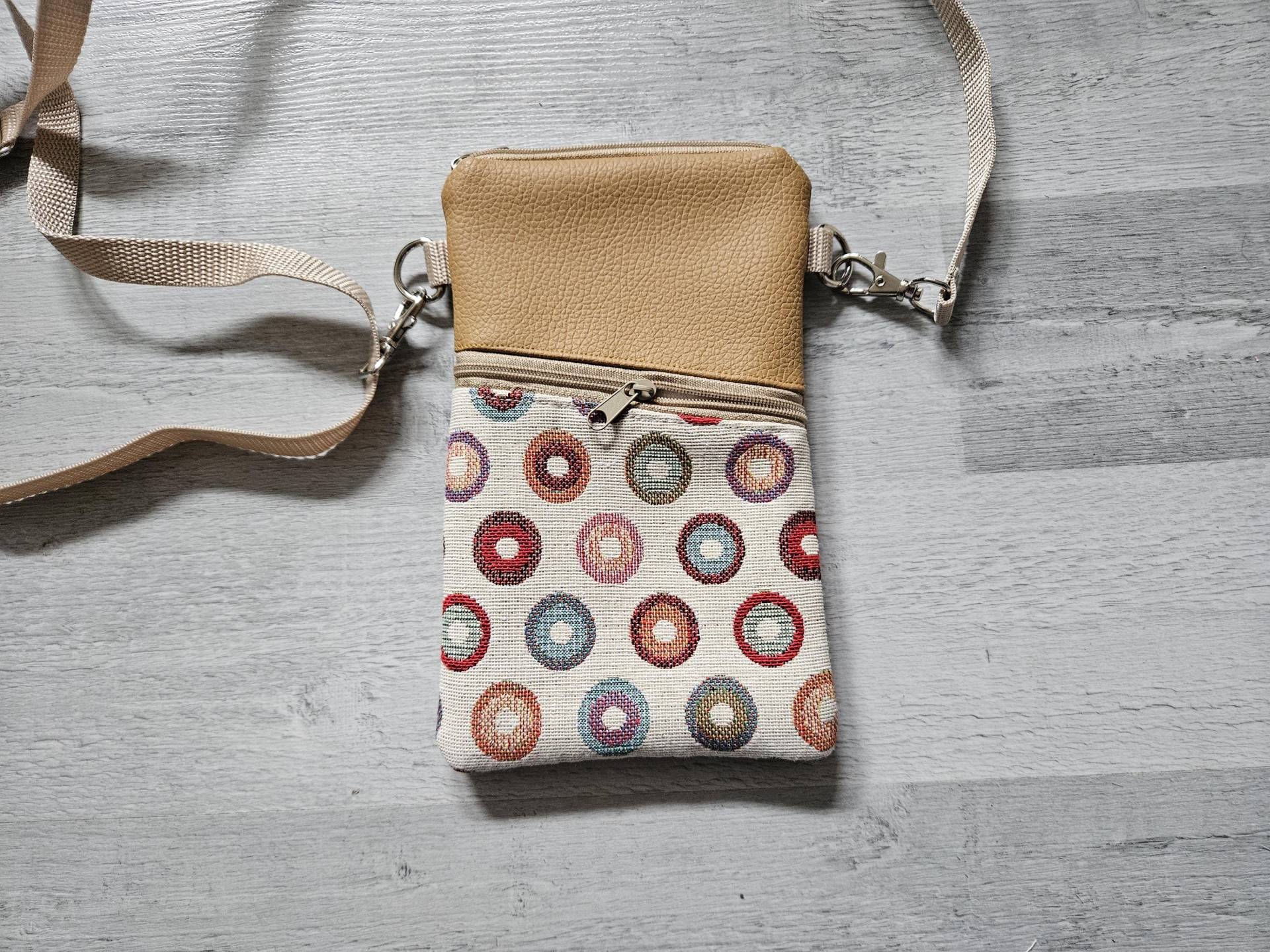 Handytasche Zum Umhängen Kleine Tasche Handy Smartphone Umhängetasche 2Fächer Kunstleder Handgefertigt Neu von BeatesKreativShop