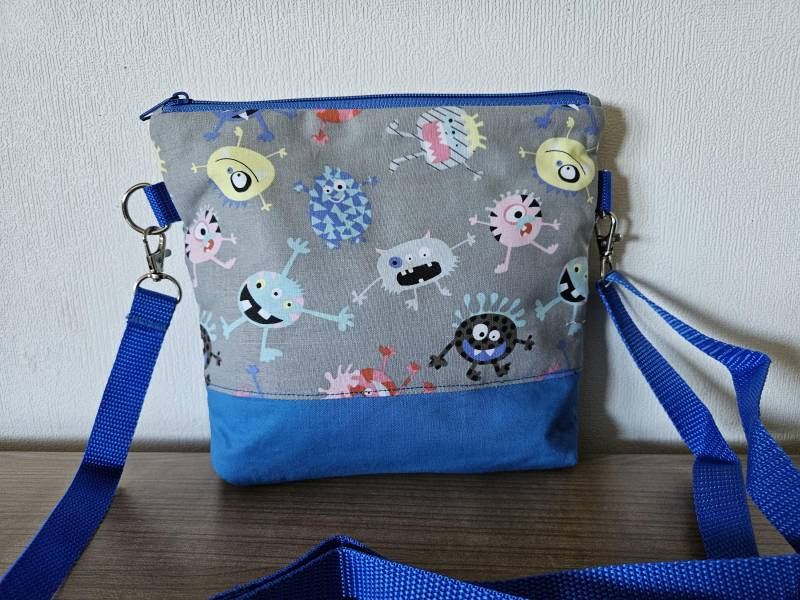 Kindertasche Kleine Tasche Umhängetasche Innenfächer Kinder Motiv Bunte Monster Handgefertigt Neu von BeatesKreativShop