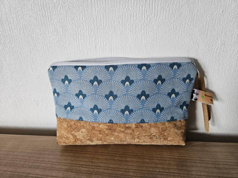 Kosmetiktasche Kosmetikmäppchen Schminktasche Kork Muster Blumen-Fächer Kinder Handgefertigt Neu von BeatesKreativShop