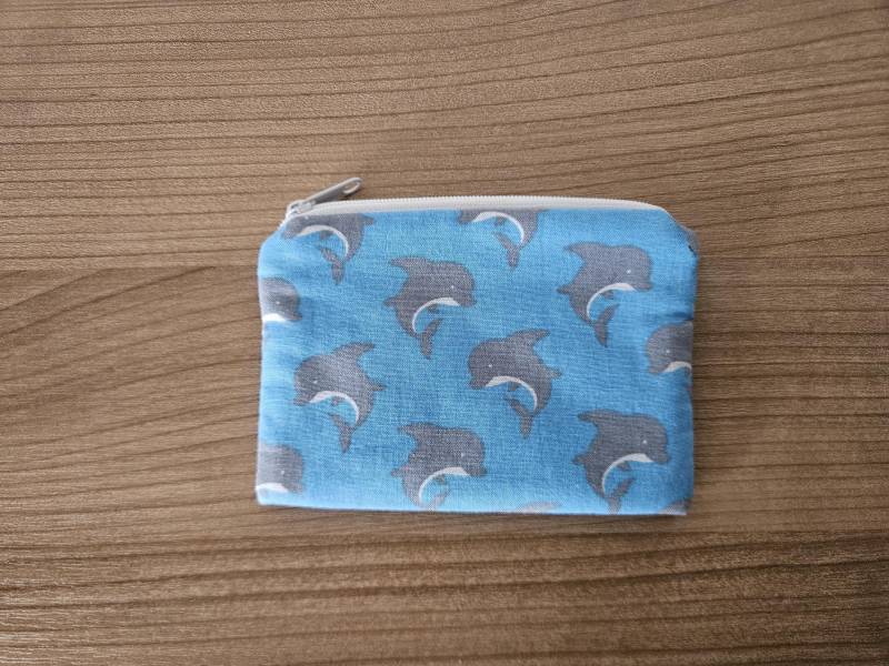 Portemonnaie Klein Geldbörse Mini Kleingeldbörse, Kleiner Geldbeutel Delphine Kinder Baumwollstoff Handgefertigt Neu von BeatesKreativShop
