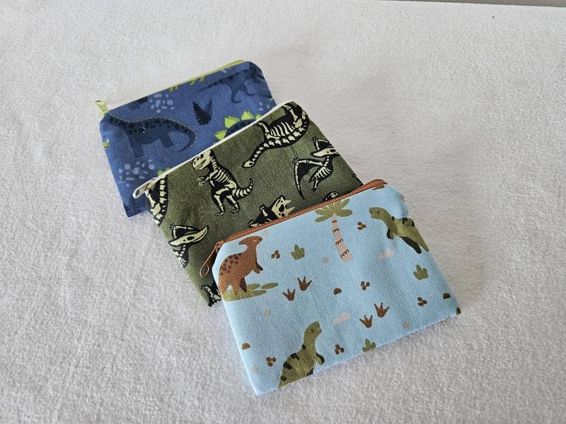 Portemonnaie Klein Geldbörse Mini Kleingeldbörse, Kleiner Geldbeutel Dinos Kinder Motiv Baumwollstoff Handgefertigt Neu von BeatesKreativShop