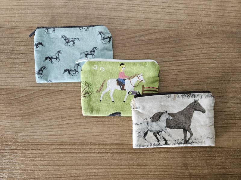 Portemonnaie Klein Geldbörse Kleingeldbörse, Kleiner Geldbeutel Pferde Motiv Kinder Baumwollstoff Handgefertigt Neu von BeatesKreativShop