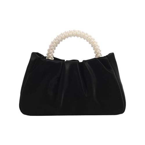Beatfull Abend-Geldbörse für Damen, Perlenhandtaschen, weiches Leder, gerüschte Tasche, Braut-Clutch für Hochzeit, Party, Abschlussball, Crossbody-Geldbörsen, Schwarz von Beatfull