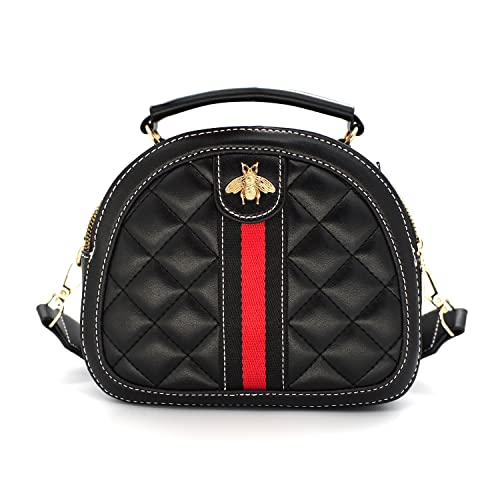 Beatfull Designer-Umhängetasche für Damen, Leder, gesteppt, Schultertasche, kleiner Griff oben, Handtasche, Schwarz, Medium von Beatfull