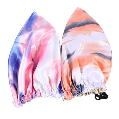 Beatifufu 2 Stücke Satin Batting Cap Tie Dye Wiederverwendbare Dusche Haarfänger für Frauen von Beatifufu