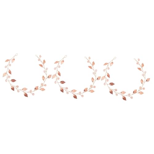 3St Rose weiche Kette Stirnband goldene Haaraccessoires Blatt-Haarband Damen Brauthaarrebe hair-band hair band Hochzeitskopfschmuck für die Braut Hochzeit Braut Stirnband Legierung Beatifufu von Beatifufu