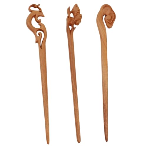 Beatifufu 3stücke Haarnadeln Aus Holz Für Lange Haare Geschnitzte Haarstäbe Im Retro-stil Holz-haarstäbchen Für Frisuren von Beatifufu