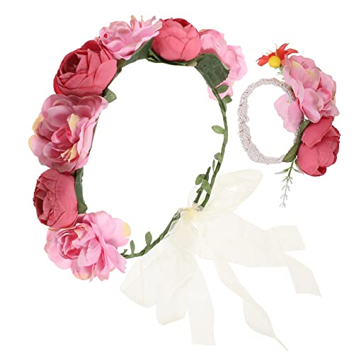 Beatifufu Blumenkranz Kopfschmuck Blumenhaarband Für Damen Blumen Haarkranz Blumenkranz Haare Brautjungfern Blumenarmband von Beatifufu