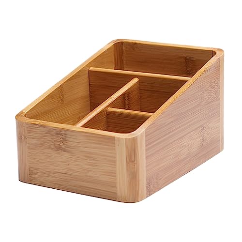 Beatifufu Bambus Desktop Aufbewahrungsbox Kosmetikhalter Make-up-organizer Aufbewahrungskoffer Rundes Eckendesign Karbonisierungsprozess Kleinigkeiten Lagerung Fall von Beatifufu