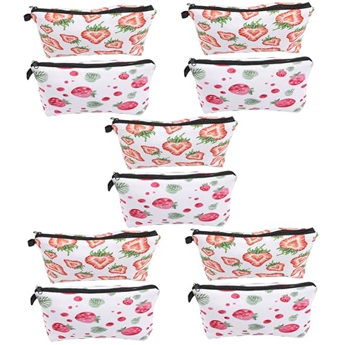 Beatifufu 10stücke Reise Kosmetiktasche Mit Erdbeer-Druck Tragbare Make-up Organizer Für Damen Für Camping Reisen Toiletten Organizer von Beatifufu