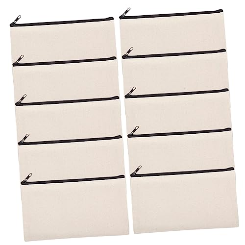 Beatifufu 10 Stück DIY Canvas Kosmetiktaschen mit Reißverschluss Hitzebeständige Blanko Schminktaschen zum Selbstgestalten Praktische Aufbewahrungstaschen für Reisen und Bastelprojekte von Beatifufu