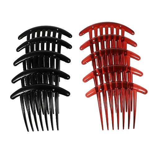 Beatifufu 10 Stück Zähne Mondförmiger Haarkamm Kunststoff Haarschmuck Haarklammer für Frauen Schwarz Rotbraun Eleganter Haarclip zum Flechten und Styling bei Party Hochzeit und Alltag von Beatifufu