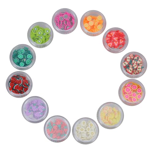 Beatifufu 12 Boxen Maniküre Aufkleber Aus Polymer Ton Fruchtscheiben Diy Nagelkunst Zubehör Keramikscheiben Flicken Bunte Deko Stücke von Beatifufu