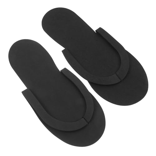 Beatifufu 12 Paare Einweg EVA Hausschuhe Faltbar Weich Komfortabel Rutschfest Damen Gästepantoffeln Für Nagelstudios Spa Hotel Reise Schwarz von Beatifufu