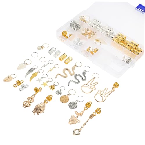 Beatifufu 173 Stück Teiliges Haarschmuck für Dreadlocks mit Hohlem Design Verstellbare Flechtringe Vielseitige Haarperlen und Anhänger Flexible Haar Accessoires für Damen für Partys und von Beatifufu