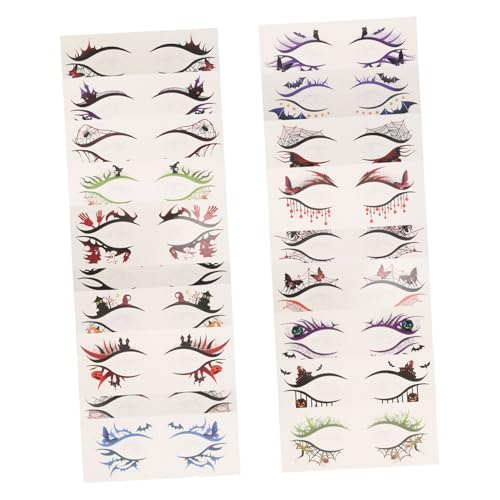 Beatifufu 19 Stück Make Up Eyeliner Aufkleber Halloween Tattoo Aufkleber Totenkopf Fledermaus Eyeliner von Beatifufu