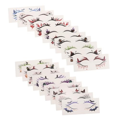 Beatifufu 19 Stück Teiliges Halloween Augen-make-up Sticker Langlebig Wasserfest für Karneval Kostüm Party mit Eyeliner Tattoo Aufklebern Kürbis Spinnennetz Schädel Fledermaus Designs von Beatifufu