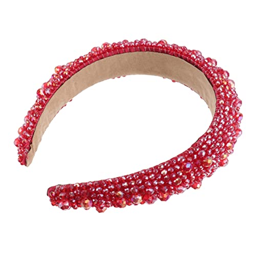 Beatifufu 1Stk Handgefertigtes Perlen-Stirnband party kopfschmuck rotes haarband Perlenstirnband funkelnde Party-Kopfbedeckungen haarschmuck Mädchen-Stirnband stylischer Haarreif Kristall von Beatifufu