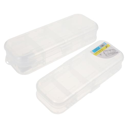 Beatifufu 2 STÜCK Doppellagige Transparente Kunststoff stiftekästen für Schüler Robuste Aufbewahrungsboxen mit Fächern Praktisches Langlebiges Federmäppchen Bürobedarf und Schreibwaren von Beatifufu