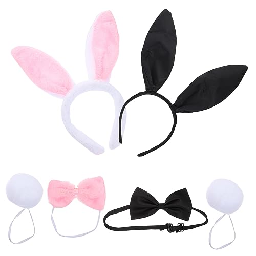 Beatifufu 2sätze Bunny Ohren Stirnbänder Fliege Kaninchenohr Haarband Kostüm Requisiten Party Accessoires Für Festivals Und Bühnenauftritte von Beatifufu
