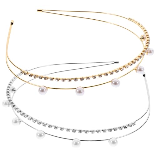 Beatifufu 2 Stck Teiliges Braut haarband mit Perlen und Strass Stilvolles Metall stirnband für Damen Robustes Langlebiges Design Chic und Vielseitig für Hochzeit Party und Alltag Gold von Beatifufu