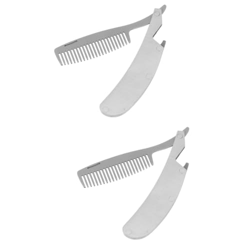 Beatifufu 2 Stk Klappkamm Haar Styling Bartformung Taschenbartkamm Haarstyling-werkzeuge Multifunktionaler Kamm Bartbürste Stylingkamm Für Männer Haarbürste Für Männer Kämme Rostfreier Stahl von Beatifufu