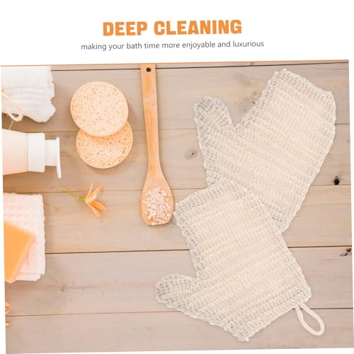 Beatifufu 2 Stück Baumwolle leinen Duschhandschuhe Peeling Waschhandschuhe mit Doppelseitiger Anwendung Sanfte Reinigung und Effektive Schmutzentfernung Spa Handschuhe für Herren Badzubehör von Beatifufu
