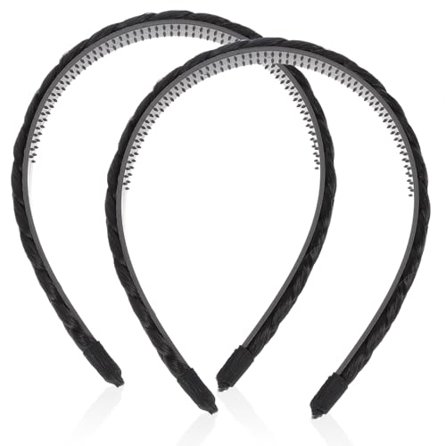 Beatifufu 2 Stück Breiter Haarschmuck Mädchen Geflochtenes Haarband aus Hochwertigem Hitzebeständigem Seidenmaterial Leichtes Elastisches Stirnband für Natürlichen Look und Vielseitige von Beatifufu