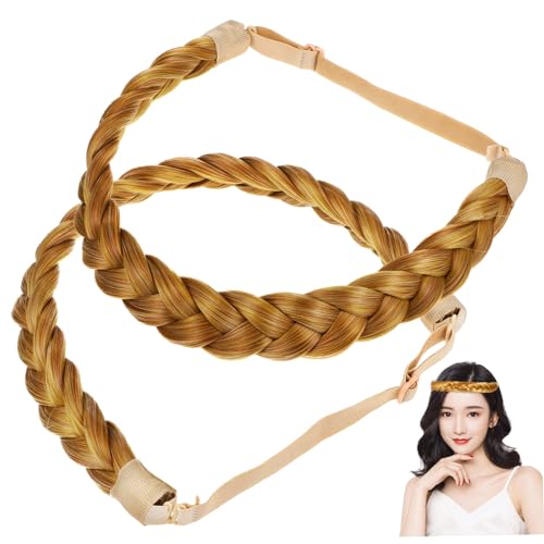 Beatifufu 2 Stück Chunky Geflochtenes Haarband Elastisches Stirnband Damen Hochtemperaturfaser Verstellbar Alltag Fest Hochzeit Party Frisur Accessoire von Beatifufu