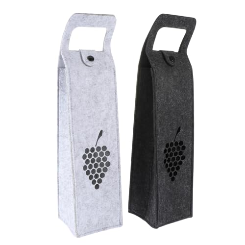 Beatifufu 2 Stück Filz weintragetaschen Handliche Flaschentaschen mit Tragegriff Filzbeutel Weinflaschenhalter in Hellgrau Dunkelgrau für Stilvolle Aufbewahrung und Geschenkverpackung von Beatifufu