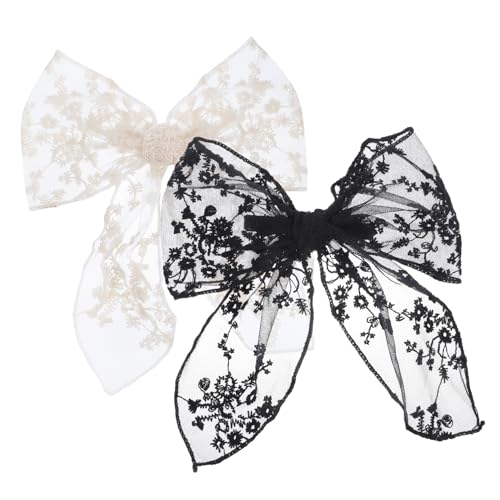 Beatifufu 2 Stück Haarschleifen Clips aus Bestickter Spitze Metall Große Schleifen Haarklammern für Damen und Mädchen Haaraccessoires für Alltag Feier Hochzeit und Party von Beatifufu
