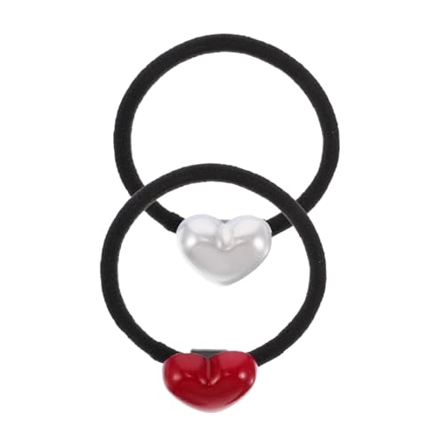 Beatifufu 2 Stück Hochelastische Haargummis Herzform Ponytail Halter Schonend für Mädchen Frauen Sport Alltag Stylish Stark Haltend von Beatifufu