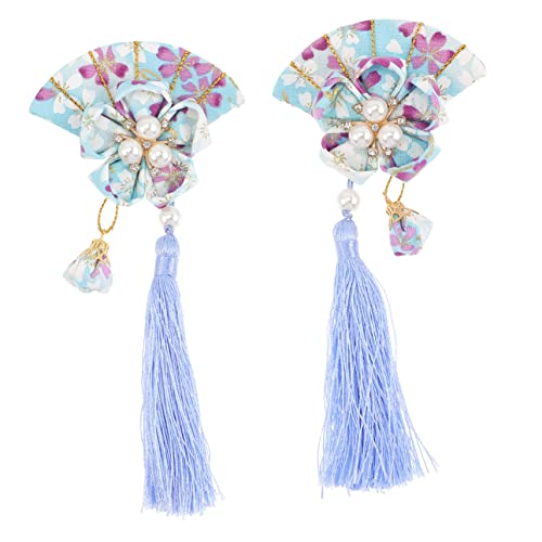 Beatifufu 2 Stück Japanischer Fächer Haarclip mit Quaste Haaraccessoires für Hochzeiten Partys und Besondere Anlässe Handgefertigte Damen Haarspangen für Stilvolle Looks von Beatifufu